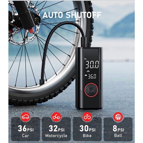 Tire Inflator Portable Air Compressor, Cordless Air Pump for Car Tires with Pres - Picture 3 of 10